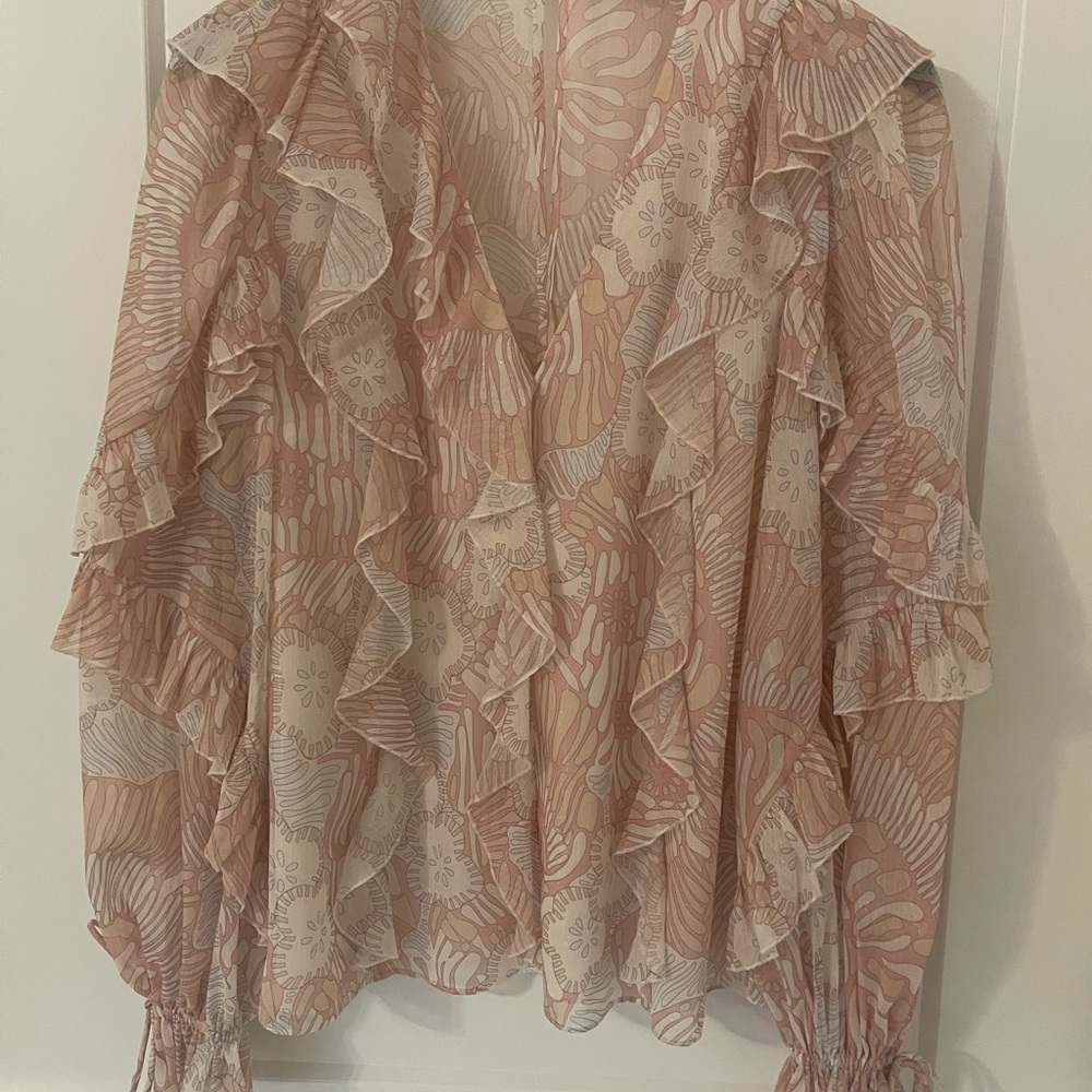 Ted Baker Floral Ruffle Blouse - Soft Pink